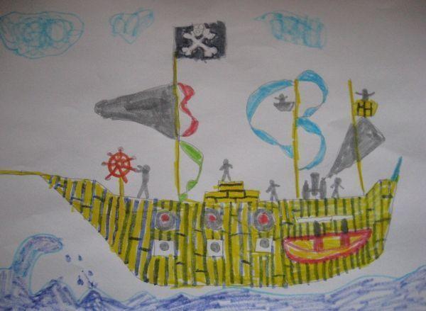 Детские рисунки пиратских кораблей