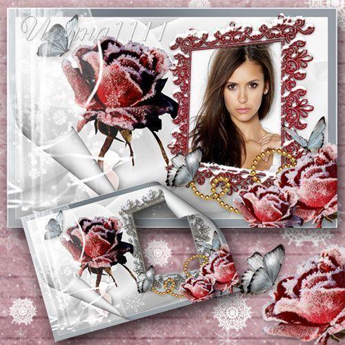Рамка для фотошоп - Зимняя роза